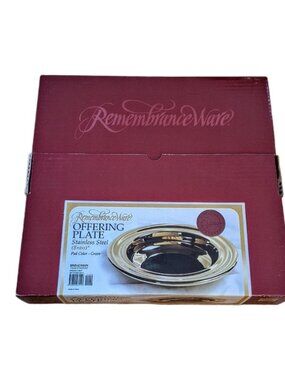 Remembrance Ware Brass Finish Offering Plate Green Felt NEW